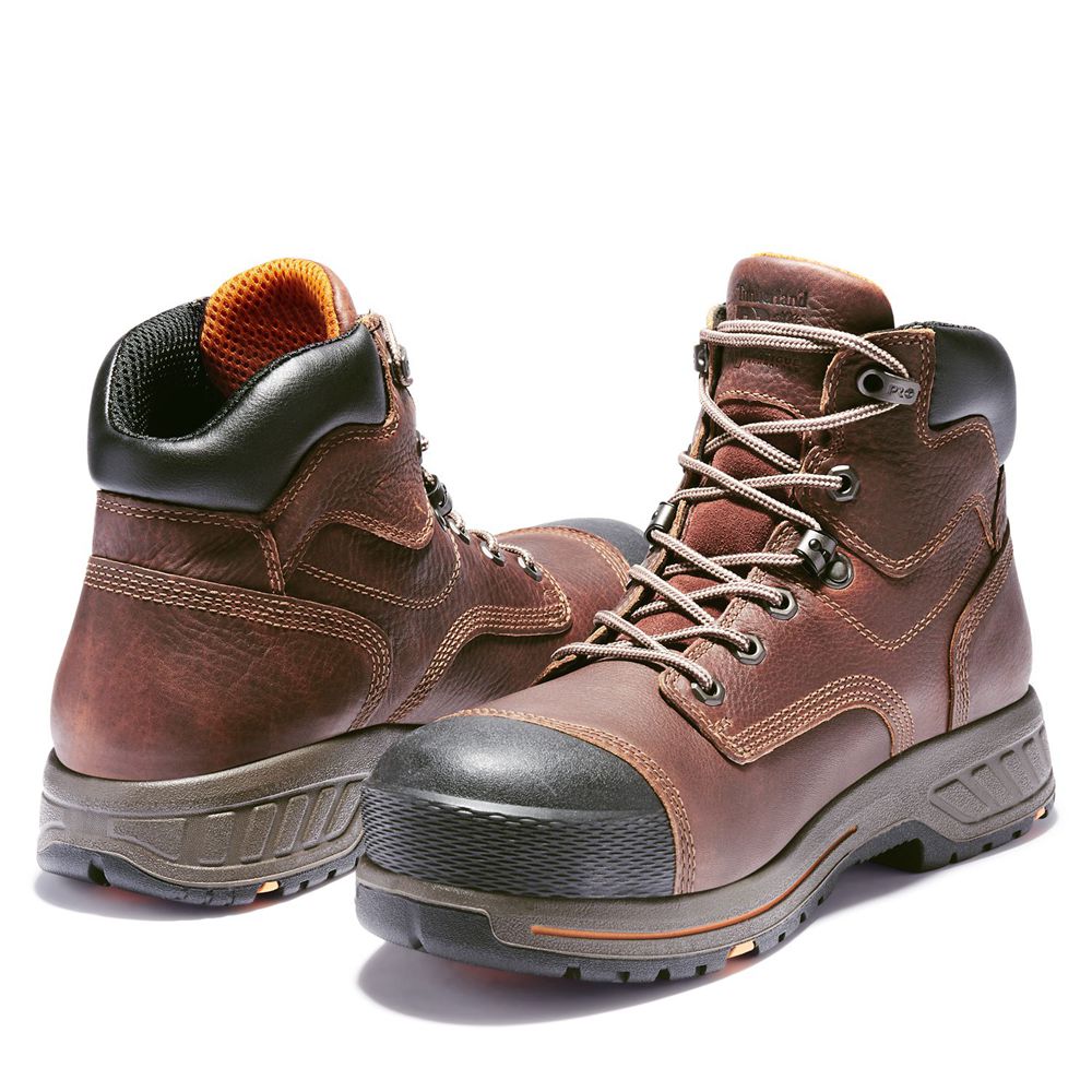 Timberland Μποτακια Εργασίας Ανδρικα Καφε/Μαυρα - Pro® Helix Hd 6\" Comp Toe - Greece 1260845-WH